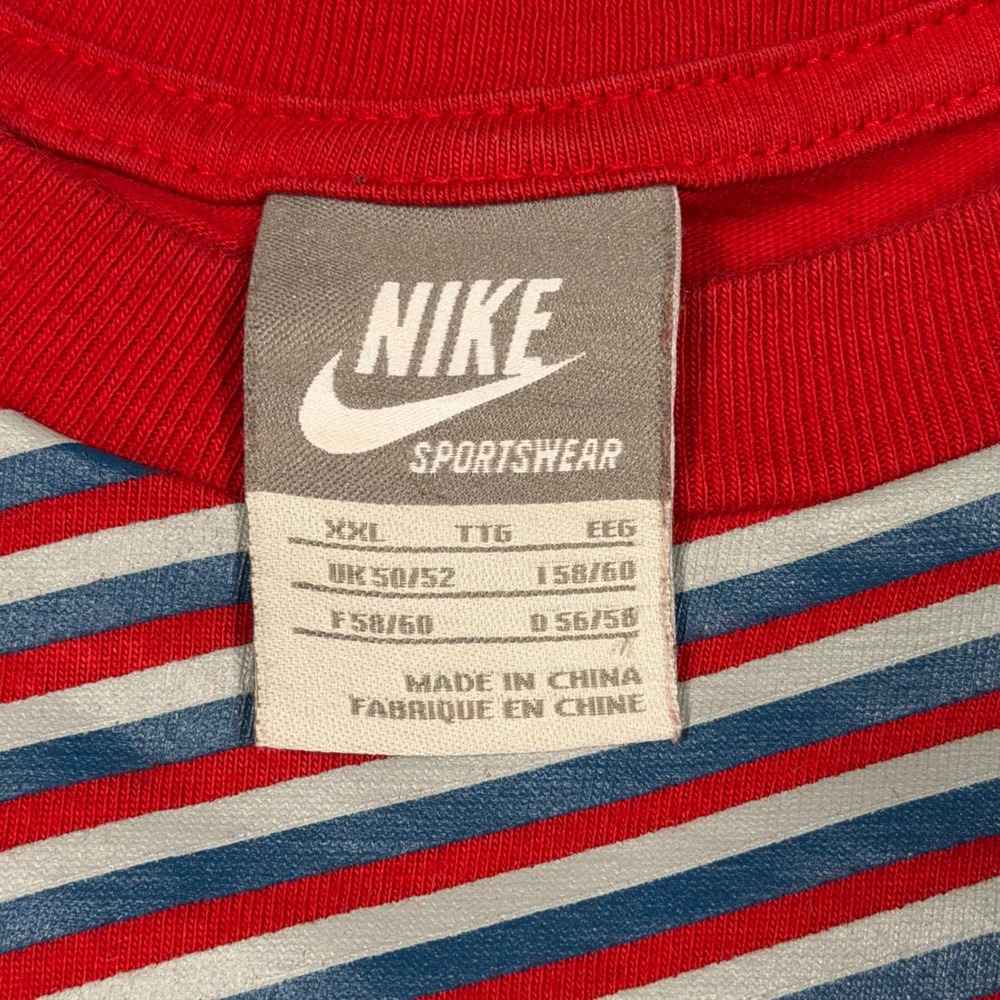 Nike Sportswear Red Blue‎ Striped Graphic T-Shirt XXL 349253-648 FA09 Mens - Picture 3 of 10